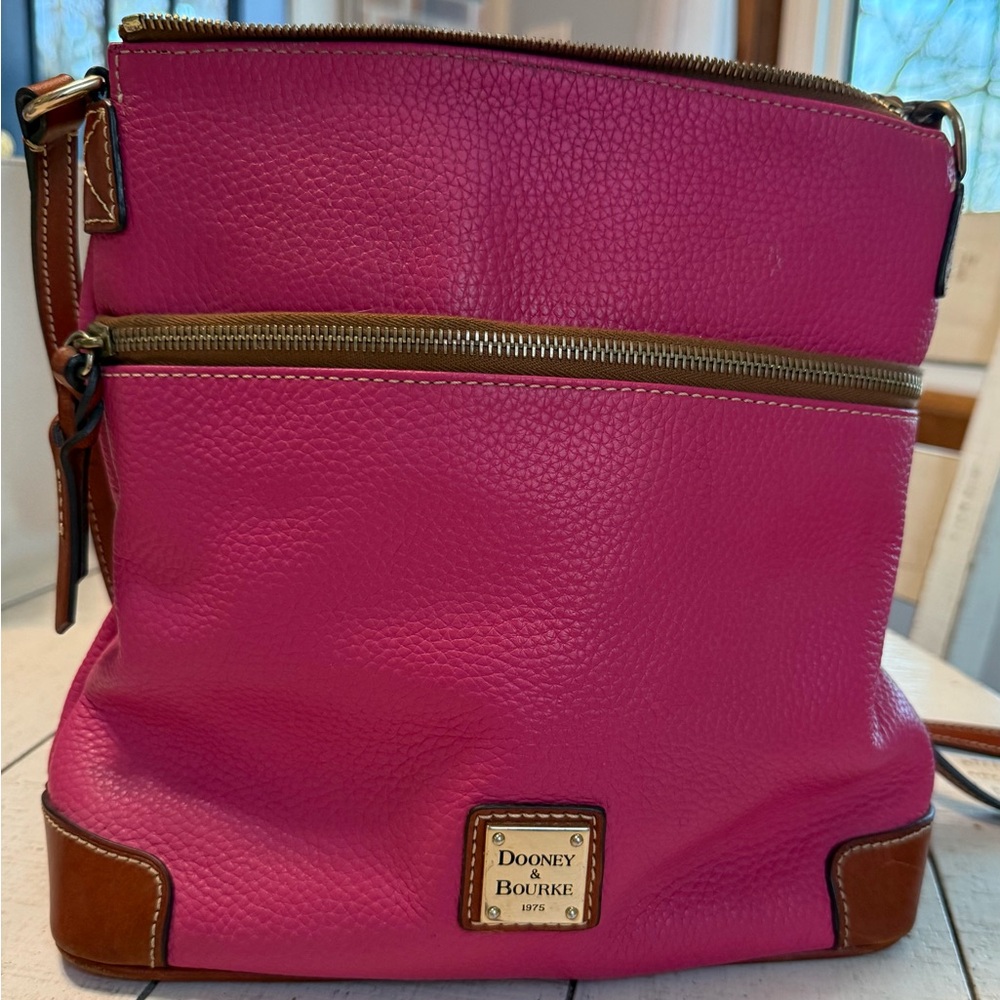Dooney & Bourke Fuchsia and Brown Crossbody Bag